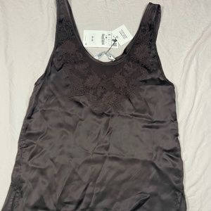 zara brown silk top